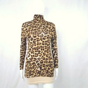 Animal Print Cheetah Turtleneck Stretch Jlo Jennifer Lopez